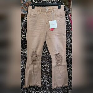 Women's Tan Distressed Jeans